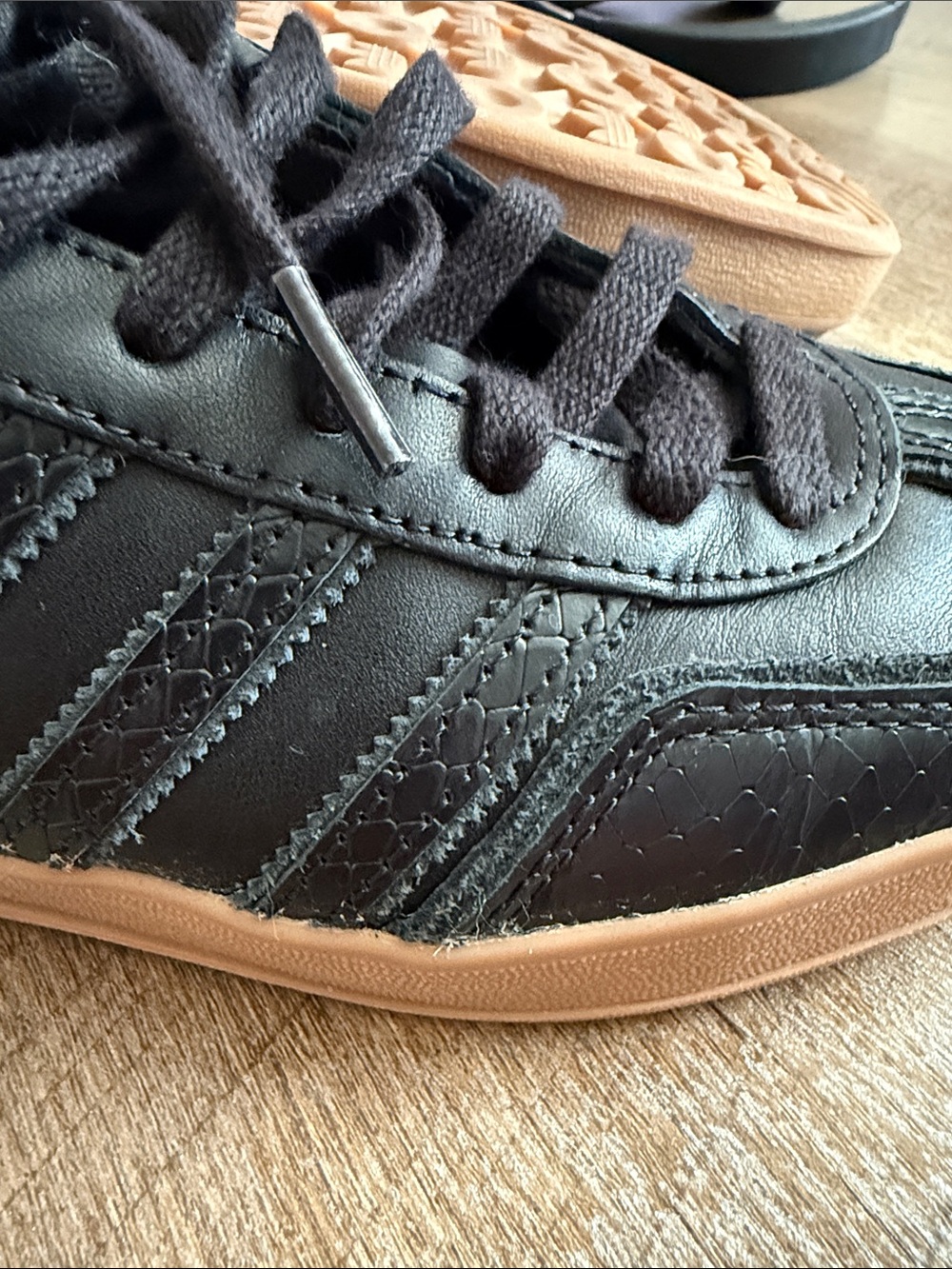 adidas Gazelle Men's Black with Gum Sole Sneakers - Picture 2 of 4